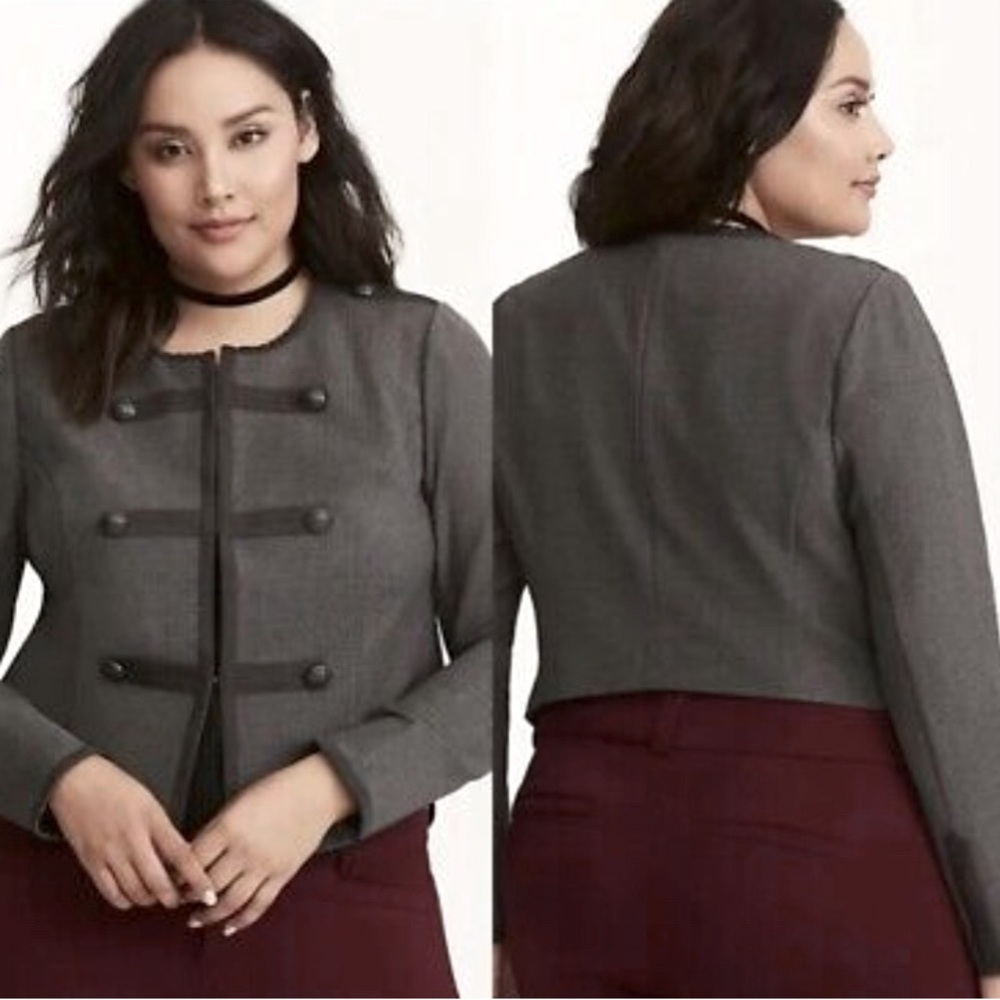 Torrid Charcoal Gray Ponte Fitted Military Jacket